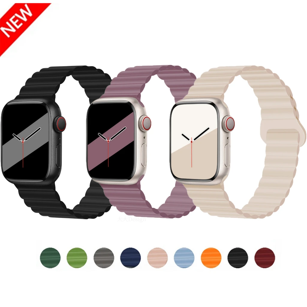 

Magnetic Strap For Apple watch Iwatch Ultra 49mm Series 10 987 SE 654 45 41 44 40 42 38 Ultra2 Silicone Loop