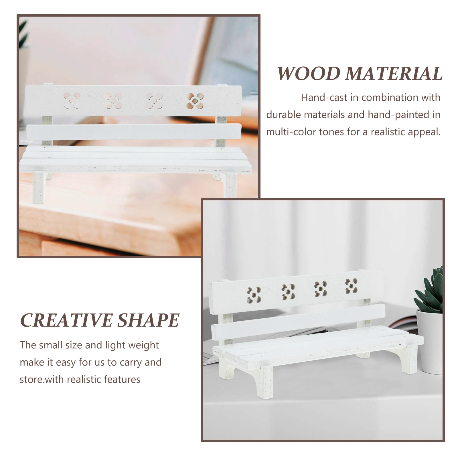 

Wooden Park Bench Ornaments Small Benches Miniature Dollhouse Accessories Fairy Micro Landscape Furniture