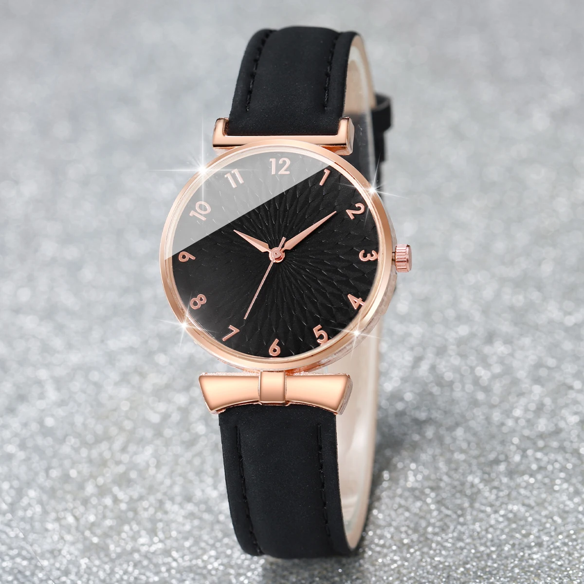 6pcs/set Ladies' belt watch, student ins style Korean version, simple temperament, light luxury, niche with calendar quartz