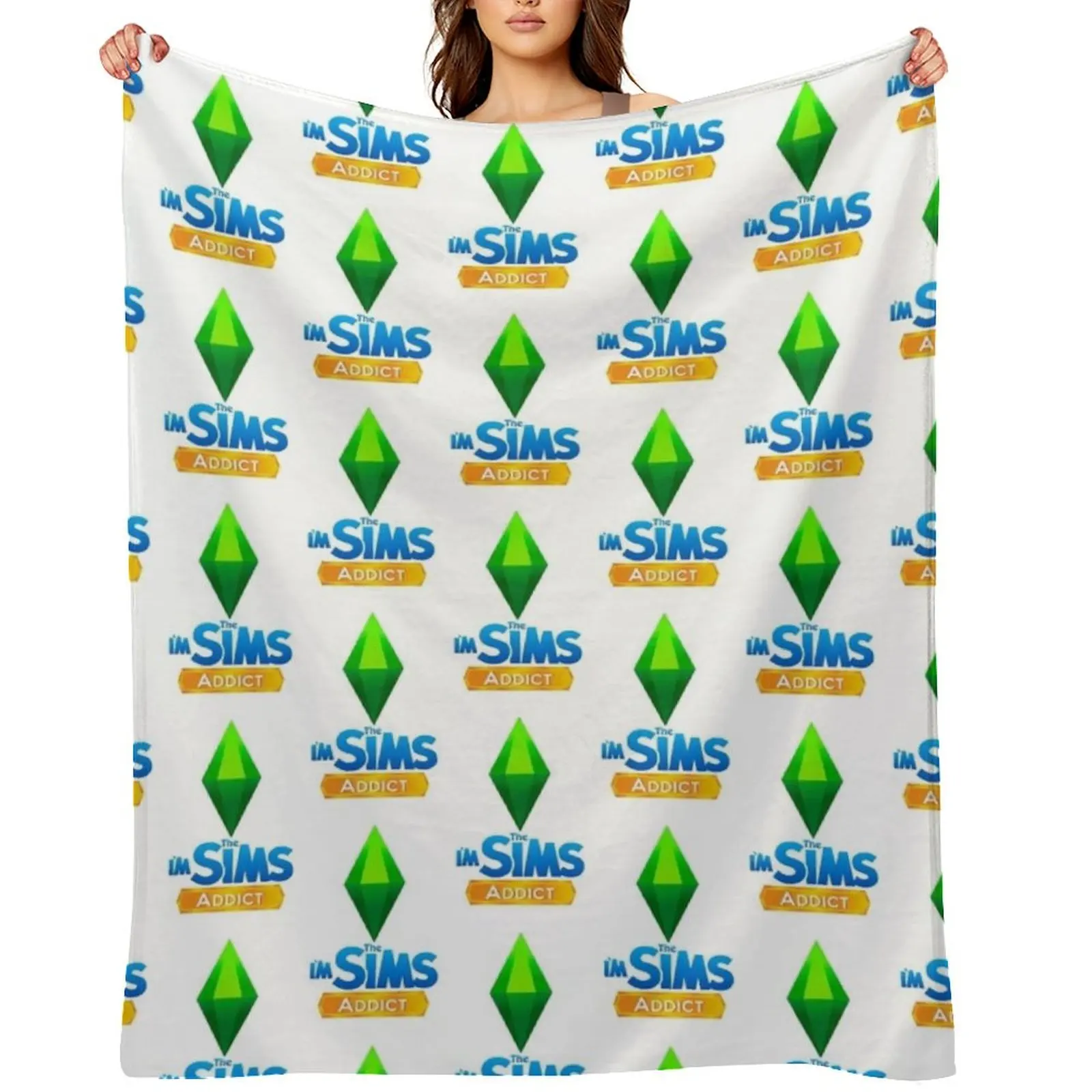 I'm The Sims Addict Throw Blanket Plush for sofa sofa bed Flannels Comforter Thermal Blankets