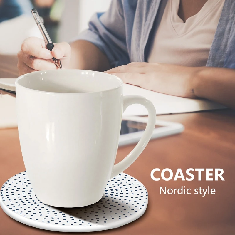 Pedra cerâmica com suporte de cortiça antiderrapante isolamento térmico tapete de mesa porta-copos absorventes para bebidas conjunto de 6