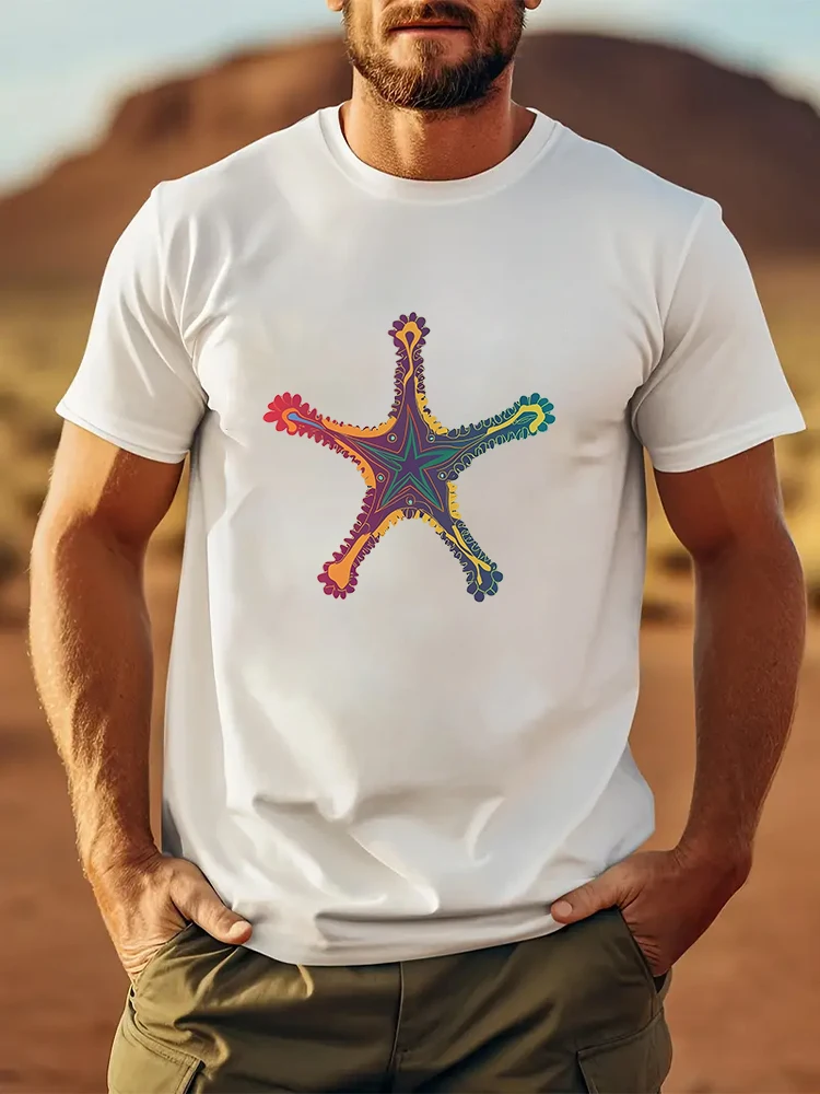 This Is The Pattern Of A Five Pointed Star For Marine Animals Tops New Men T shirt Cotton Print Tee Tops Fashion Clothing