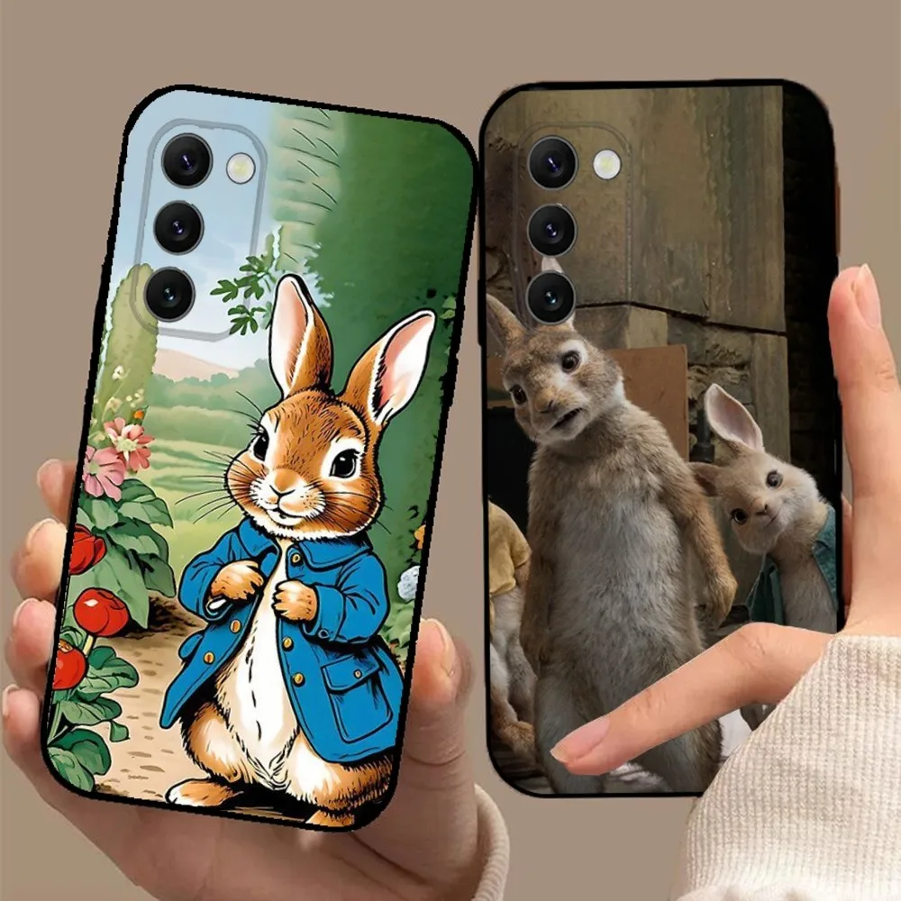 P-Peter Rabbit Cute Phone Case For Samsung S24,23,22,30,21,10,9,Ultra,Plus,Lite,FE,5G Black Soft Case