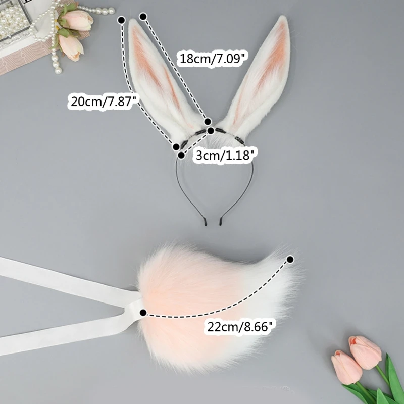 Lovely Bunny-Ear Headband Anime Plush Headband Party Rabbit Costume Headdress Female Girl Cosplay Headgear Accessories