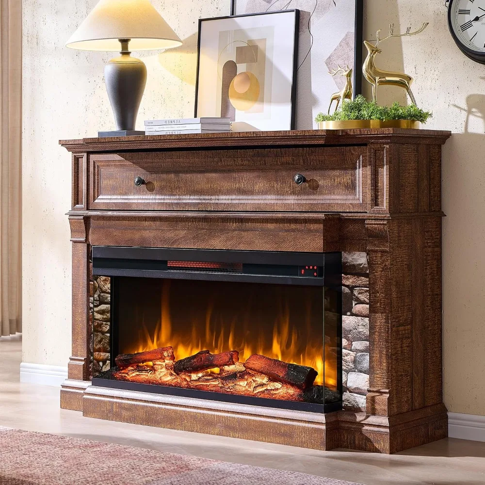 3-Sided Glass Fireplace TV Stand for 65