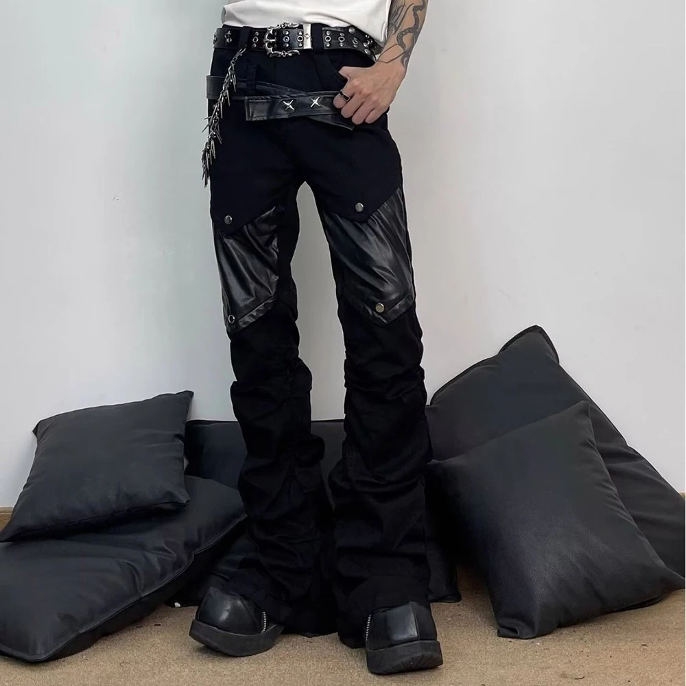

Spring New Men's Patchwork Straight Leg Jeans Unisex American Retro Fashion Trendy High Street Loose Casual Niche Men's Bottoms
