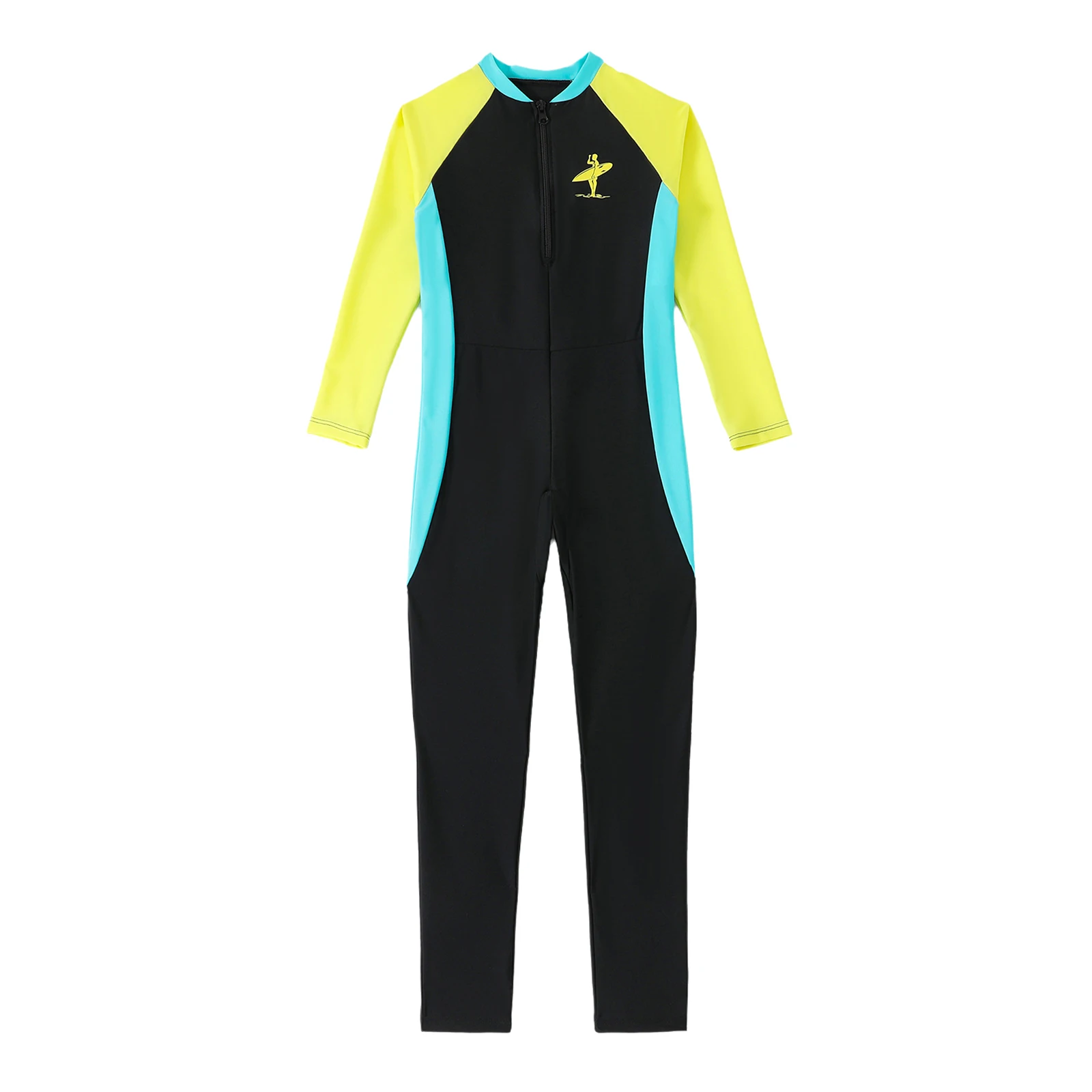 

Kids Boys Front Zip Full Body Swimwear Summer One Pieces Swimsuit Color Block Sun Protection Bodysuit Beach Holiday Bathing Suit