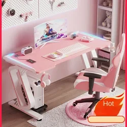 Moderner Kohlefaser-Schreibtisch für Arbeits zimmer Computer-Schreibtische rosa RGB einfaches und leichtes Luxus-Design Haushalts-Esport-Set-Gaming-Schreibtisch