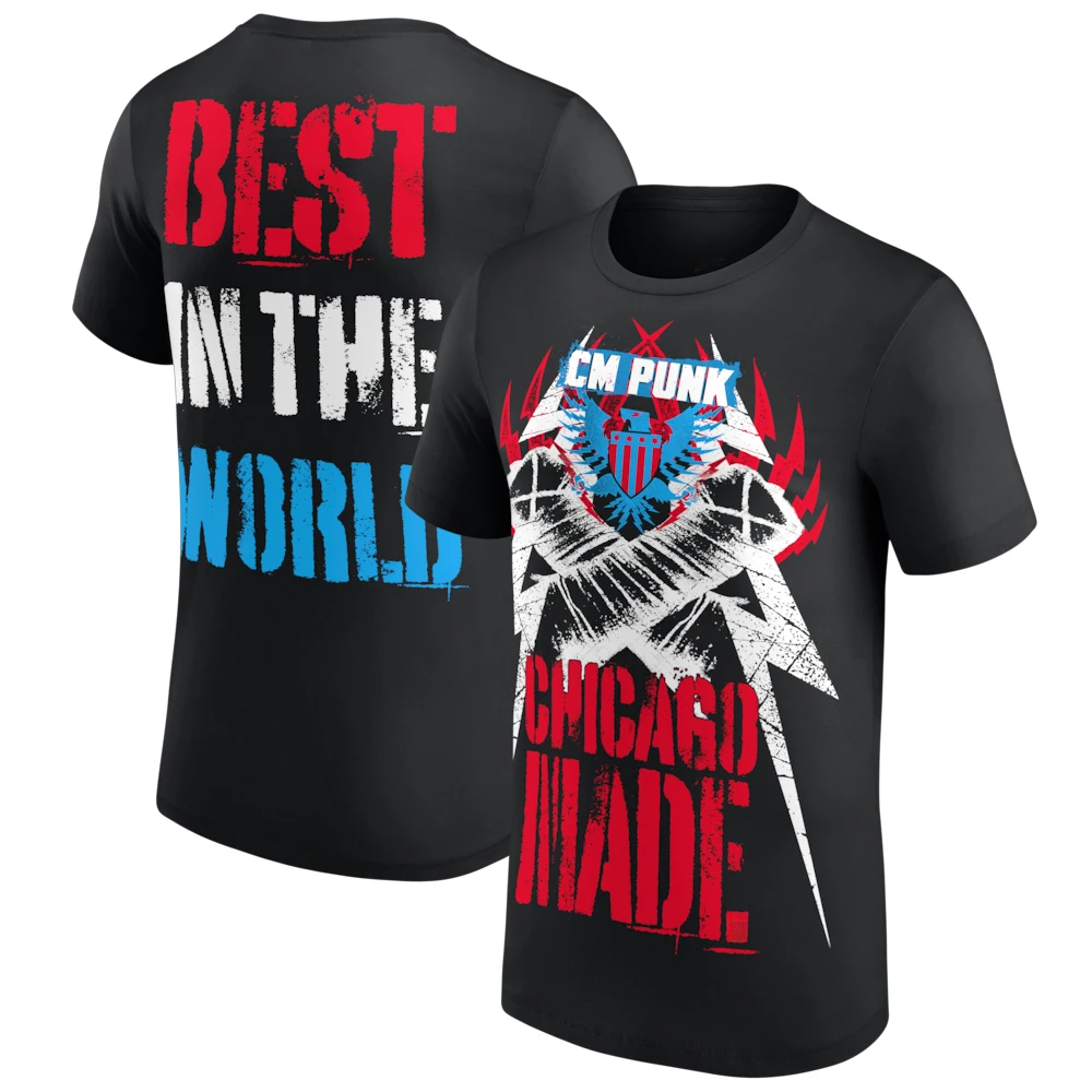 Men's CM Punk Chicago Made Red White Blue T-Shirt 3D Printed Outdoor Sports Quick Dry Short Sleeve Tee Daily Casual T-Shirt 5XL