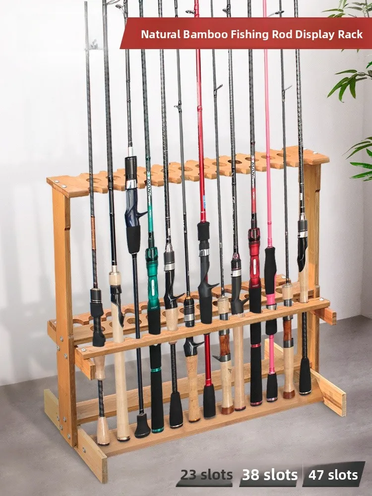 Umi Bamboo Fiing Rod Display Stand Multi-Functional Real Wood for Home Storage And Fiing Gear op Placement