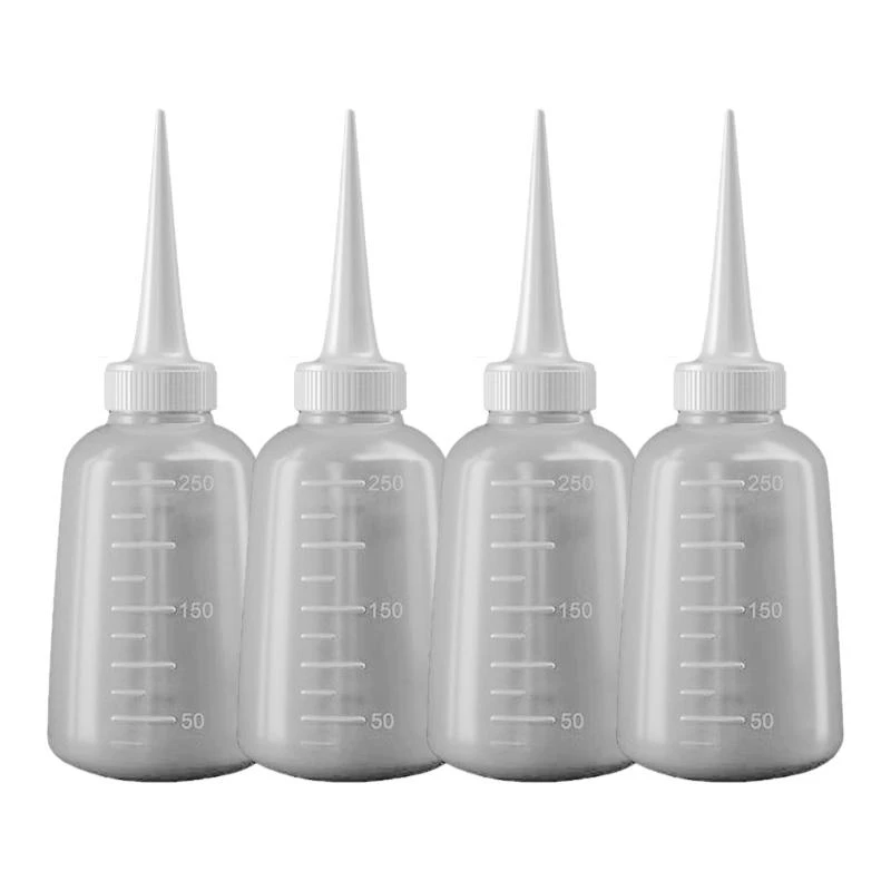 203F 4pcs Sturdy Glues Dispenser Nozzle Bottle Plastic Squeeze Bottles with Nozzle for Accurate Glues and Oil Application