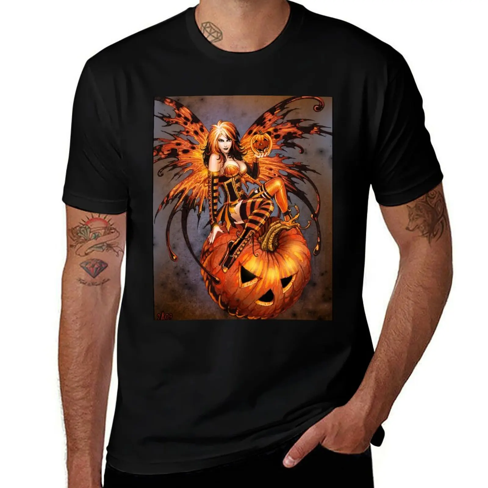 

Fairy of Halloween Pumpkin T-Shirt man t shirt cotton t shirts with prints t shirt man plain T-shirt