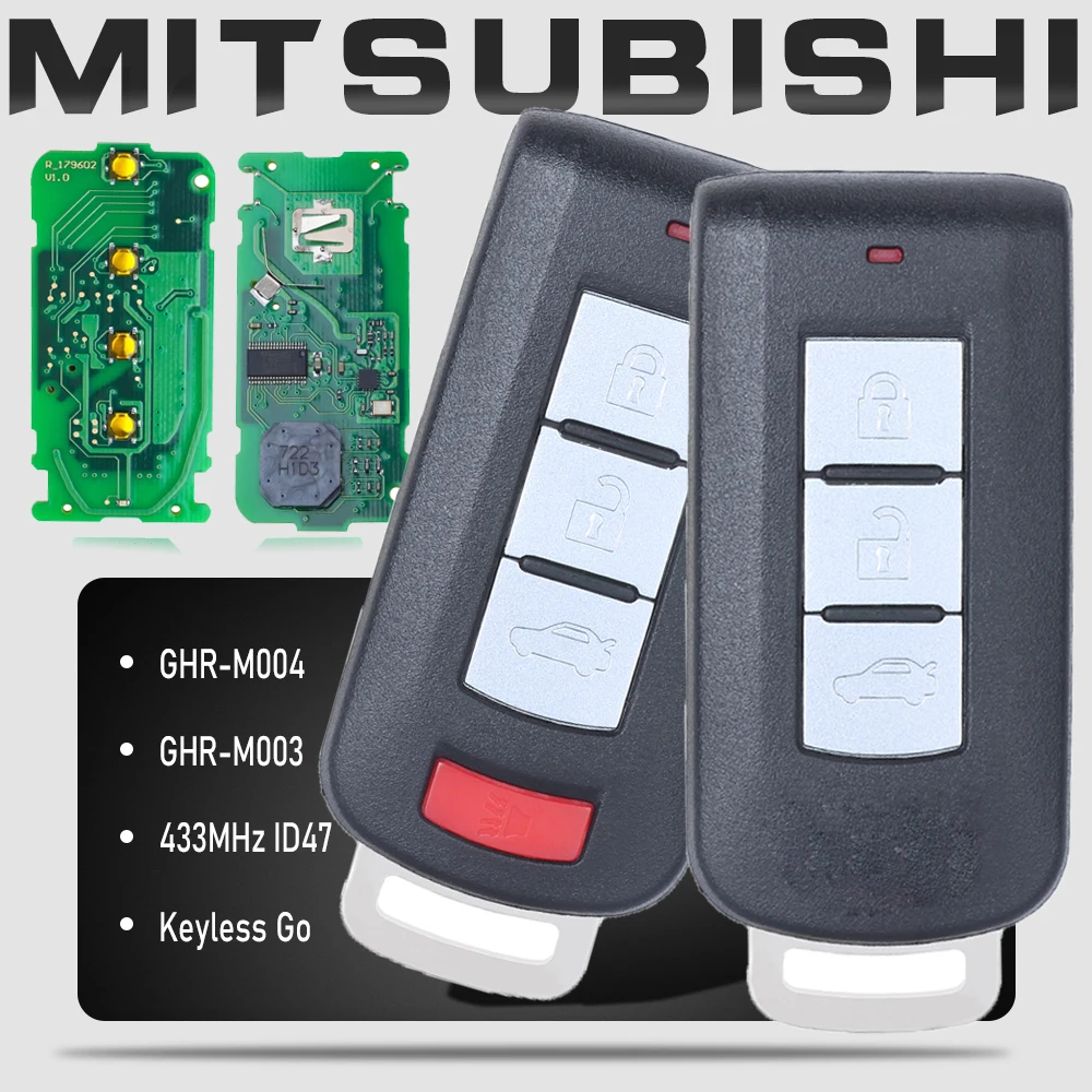 

KEYECU Keyless Go GHR-M004 ,GHR-M003 Smart Remote Key for Mitsubishi Pajero Sport L200 Montero Fob