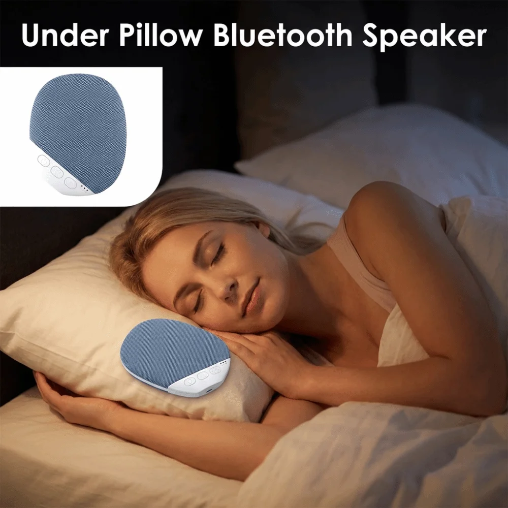Bluetooth 5.3 Under Pillow Bluetooth Speaker HiFi Stereo Sound 3-Level Timer White Noise Machine Sleep Aid Built-in White Noise