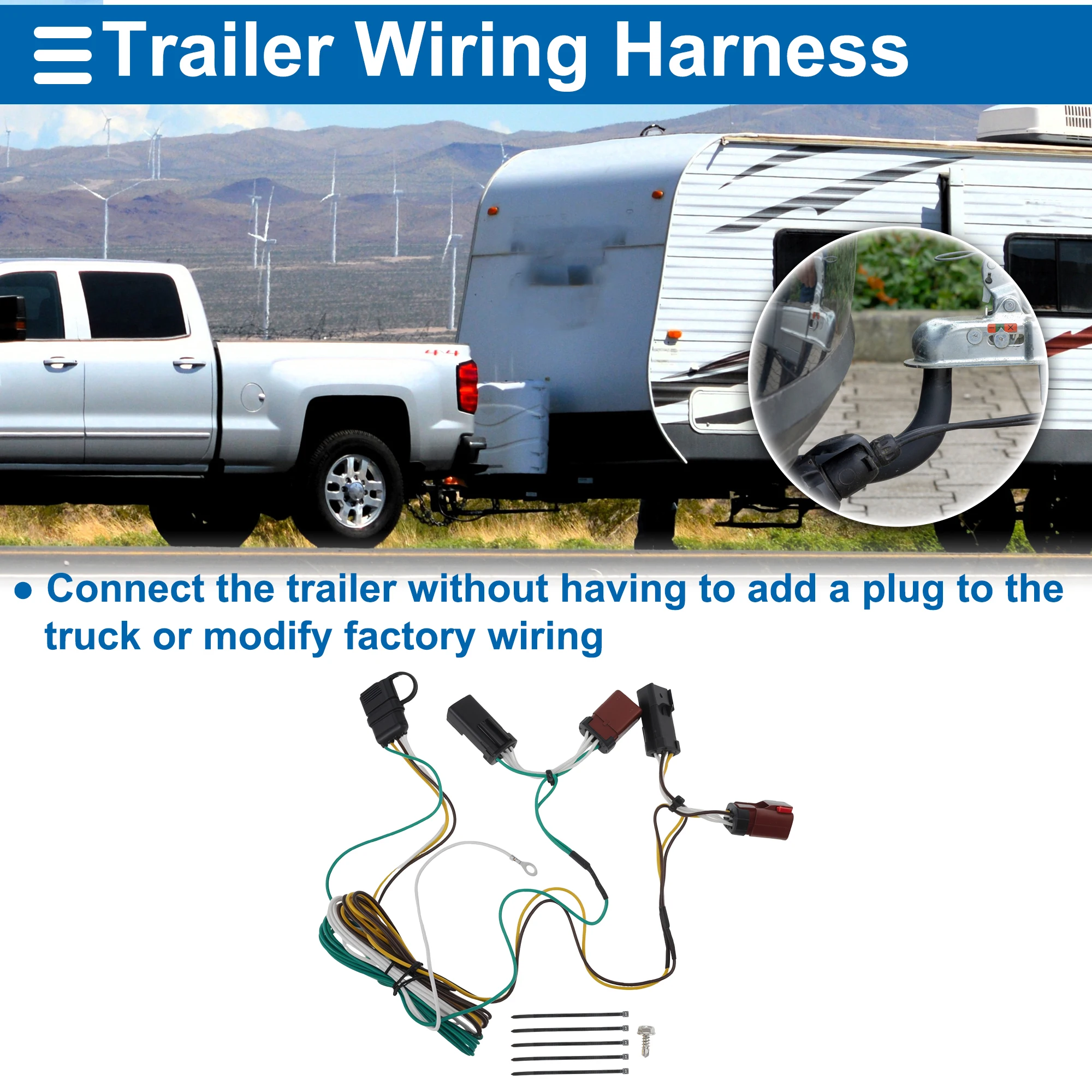 UXCELL 1 Set 4 Trailer Wiring Harness 55537 for CHRYSLER TOWN & COUNTRY