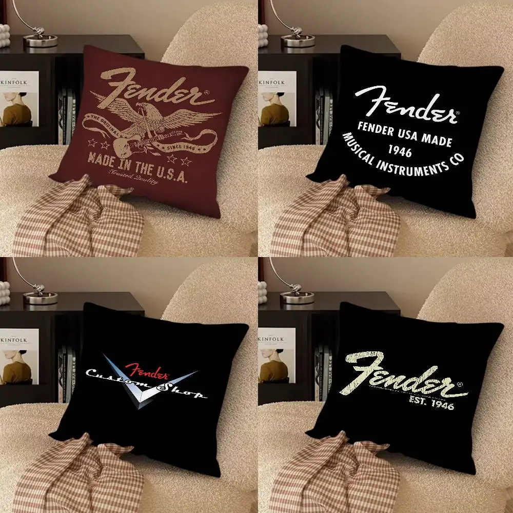 F-Fender Musical Instrument Guitar Pillow Case Fashion Square Pillowcase Bedroom Sofa Room Ins Decoration Leisure