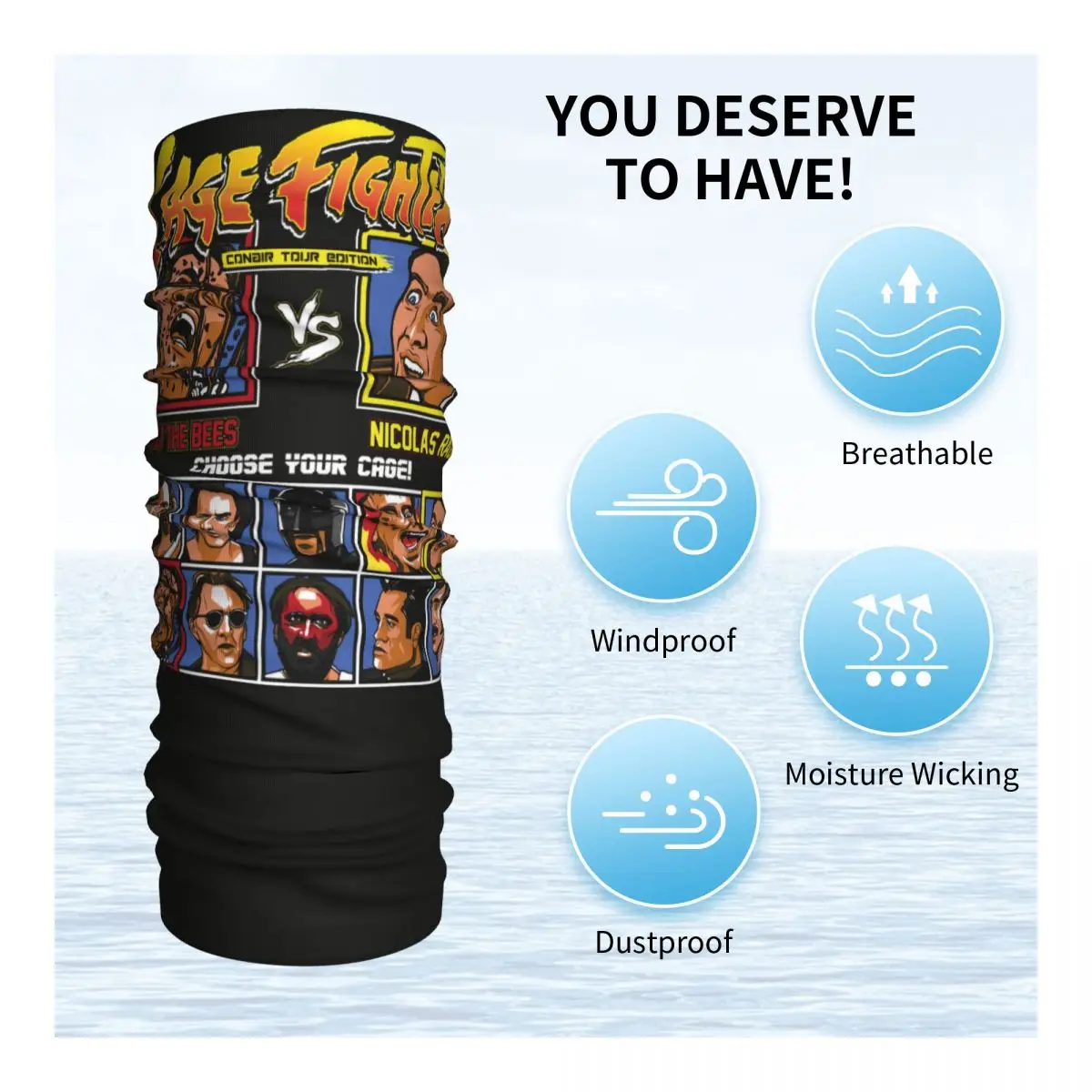 مخصص نيكولاس قفص مقاتلة باندانا الرقبة أدفأ الرجال النساء الشتاء المشي لمسافات طويلة التزلج وشاح الجراب مضحك ميمي واقي الوجه