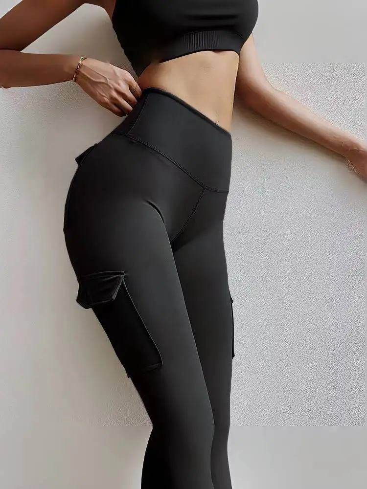 High Waist Yoga Pocket Pants Women\'s Tight Running Sports Yoga Fitness Tight Pants