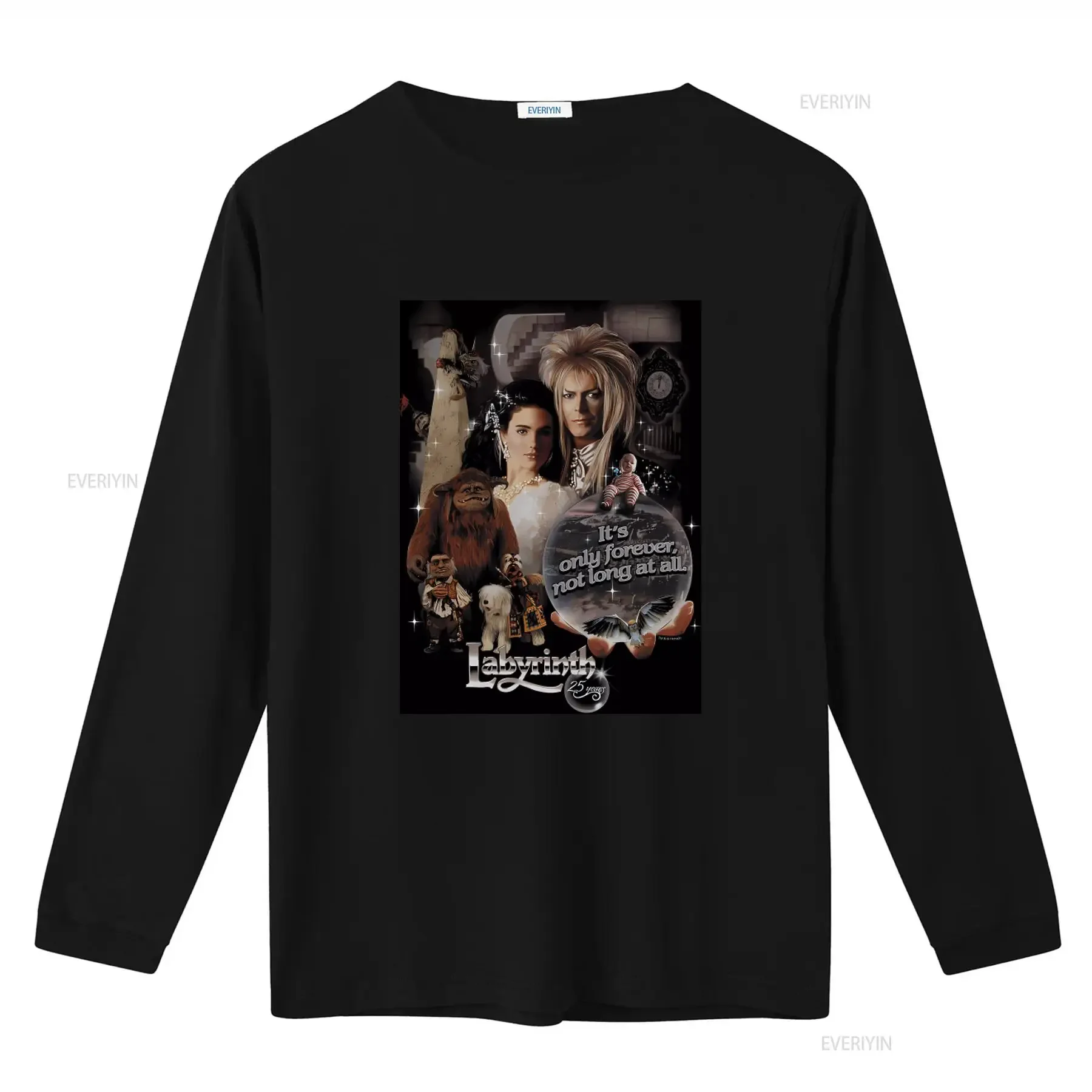 Labyrinth 25 Years Anniversary It's Only Forever Not Long At All Movie Print T Shirt vintage Washed Slightly homme