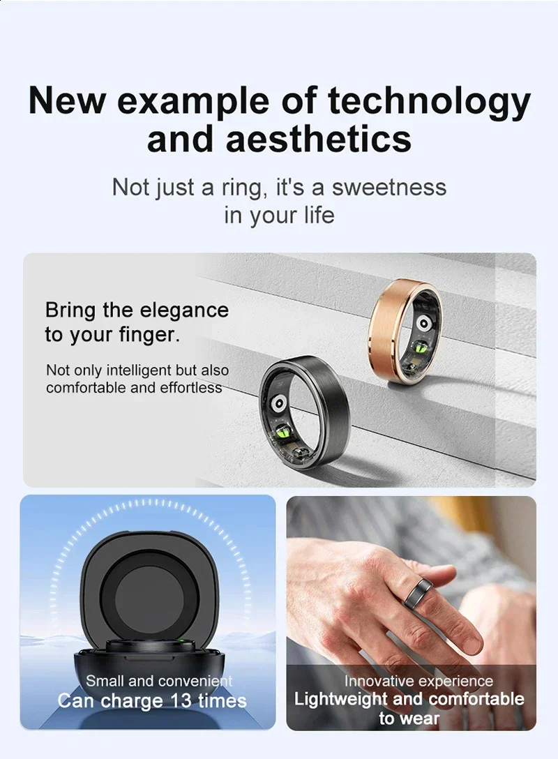 Anillo Inteligente R03 R02 para hombre y mujer, accesorio deportivo con control del ritmo cardíaco y de la salud, para Android e IOS, 2024