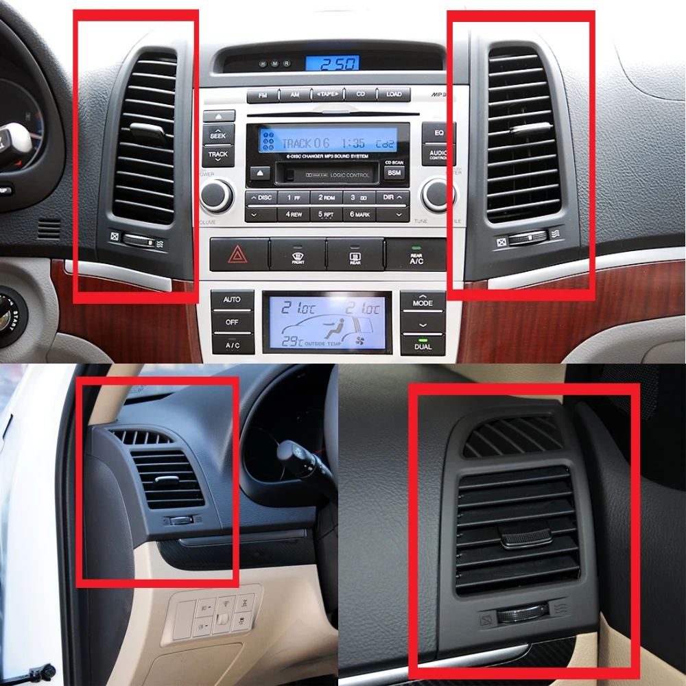 HUIYAN Front Row 2/4pcs for Hyundai Santa Fe 2006-2012 Dashboard Air Conditioning Vent Interior AC Panel Air Condition Grille