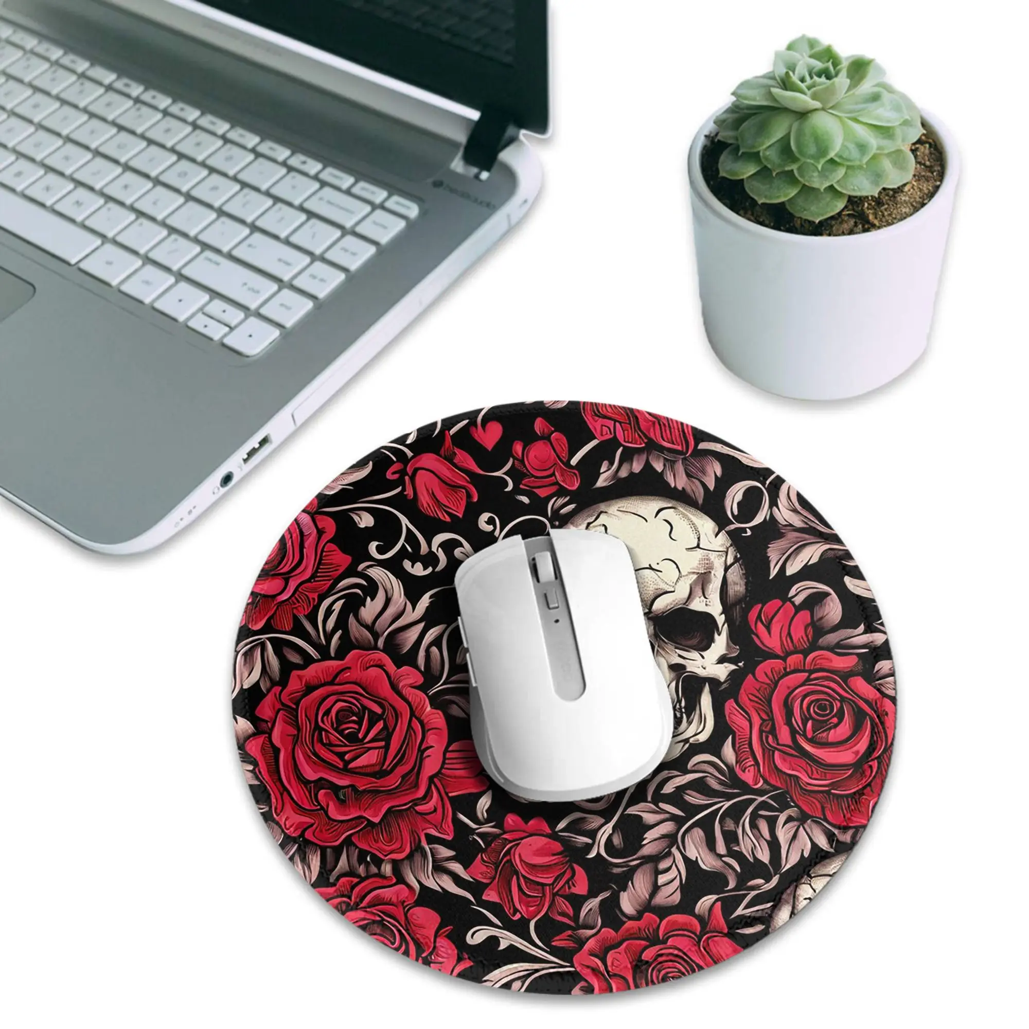 Rose Skull Gothic Style Pattern Mouse Pad Computer Keyboard Mouse Mat Gamer PC Laptop Desk Mat Office Accessories Table Mats