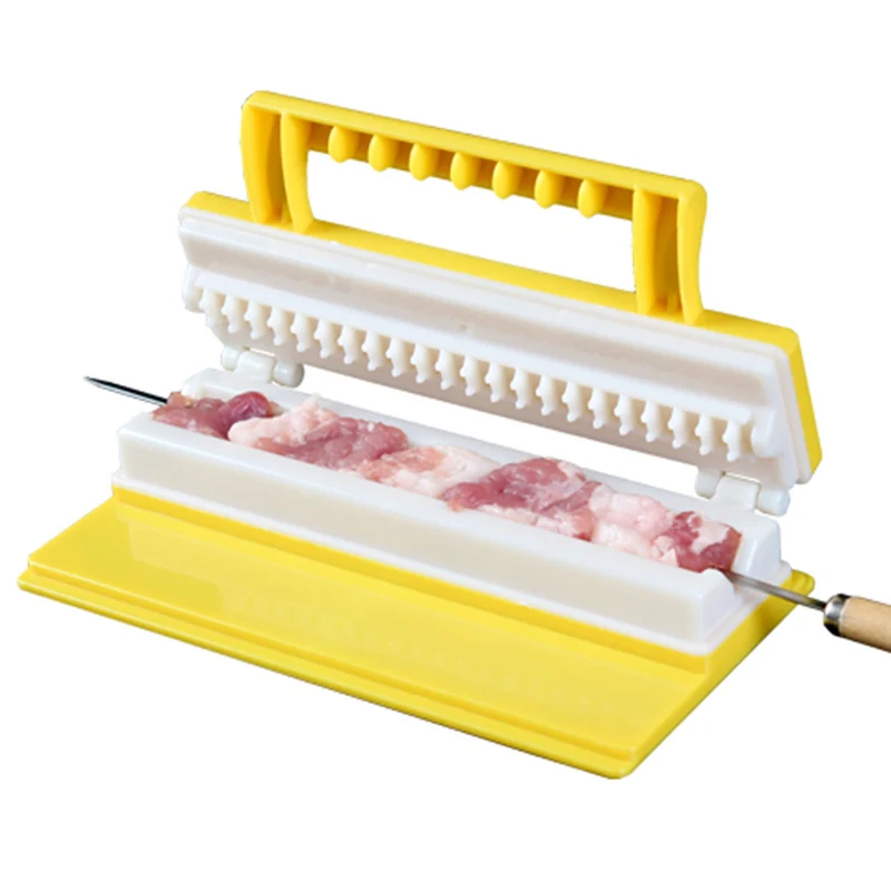 BBQ Meat String Machine Barbecue Skewer Tools Portable Tofu Skewer Kebab Maker Box Machine Grill Kitchen Accessories