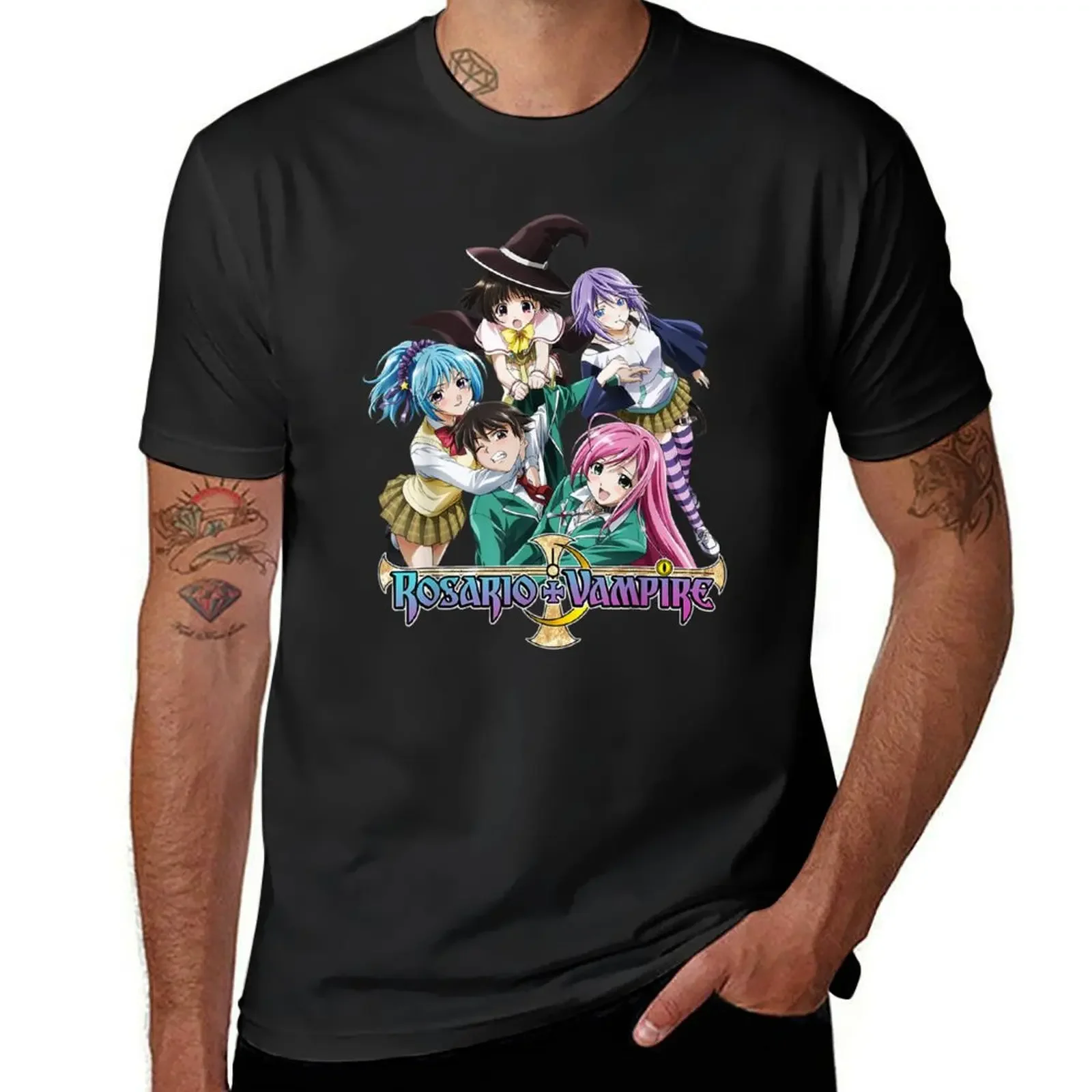 

Vintage Vampire Design Arts Rosarios Figure Anime Characters T-Shirt tops mens graphic t-shirts pack