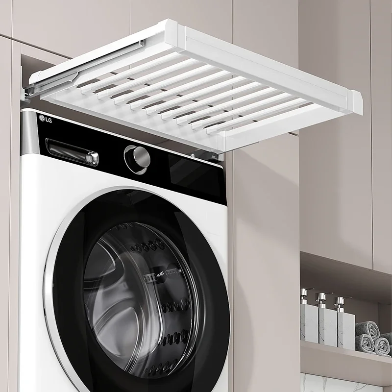 Washing machine invisible drying rack, hidden drying rack above the balcony, wardrobe built-in telescopic slide rail pull-up