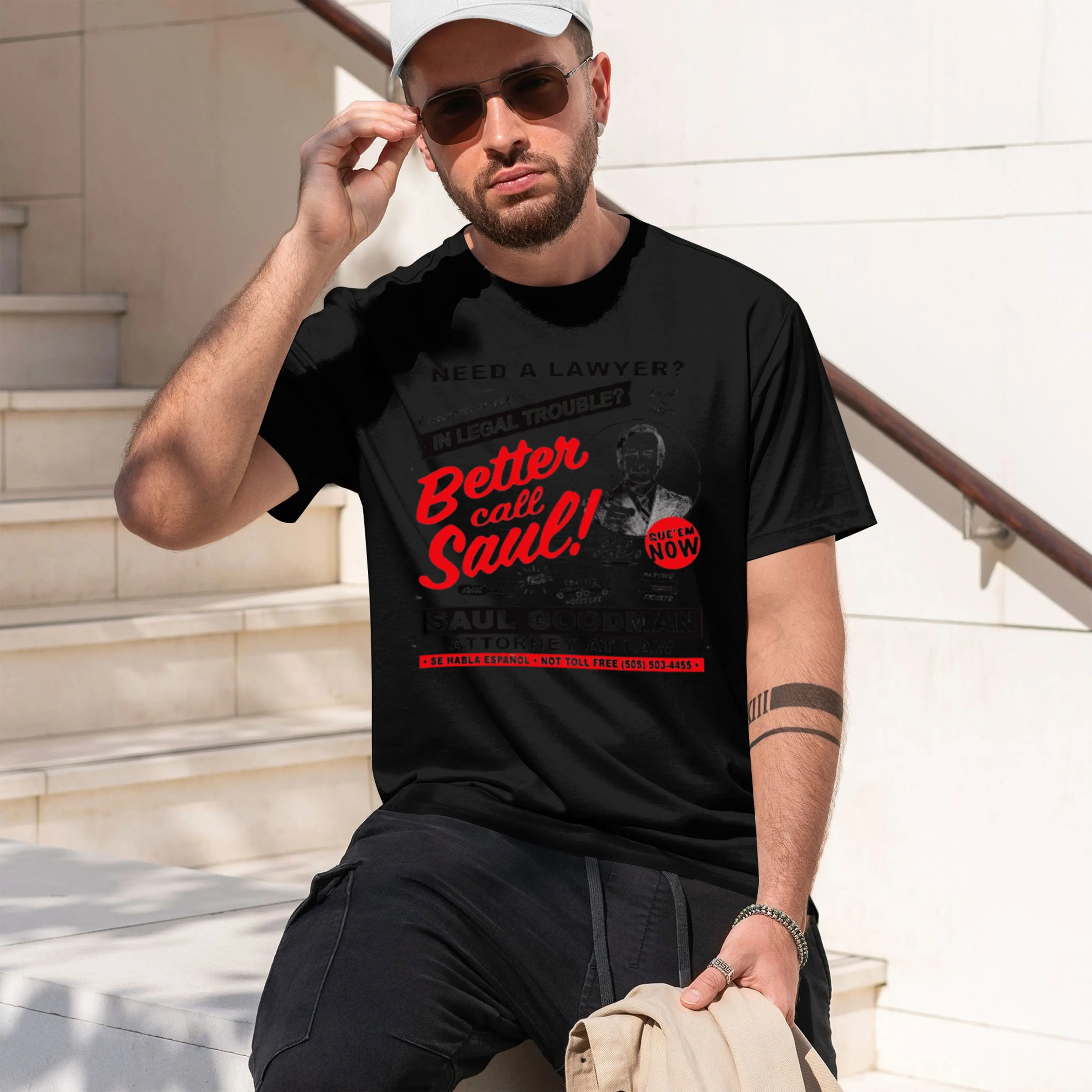 T-shirt à manches courtes et col rond pour homme, nouveau modèle 2026, classique et décontracté, plusieurs couleurs et tailles, avec l'inscription « Need A Lawyer Then Call Saul »
