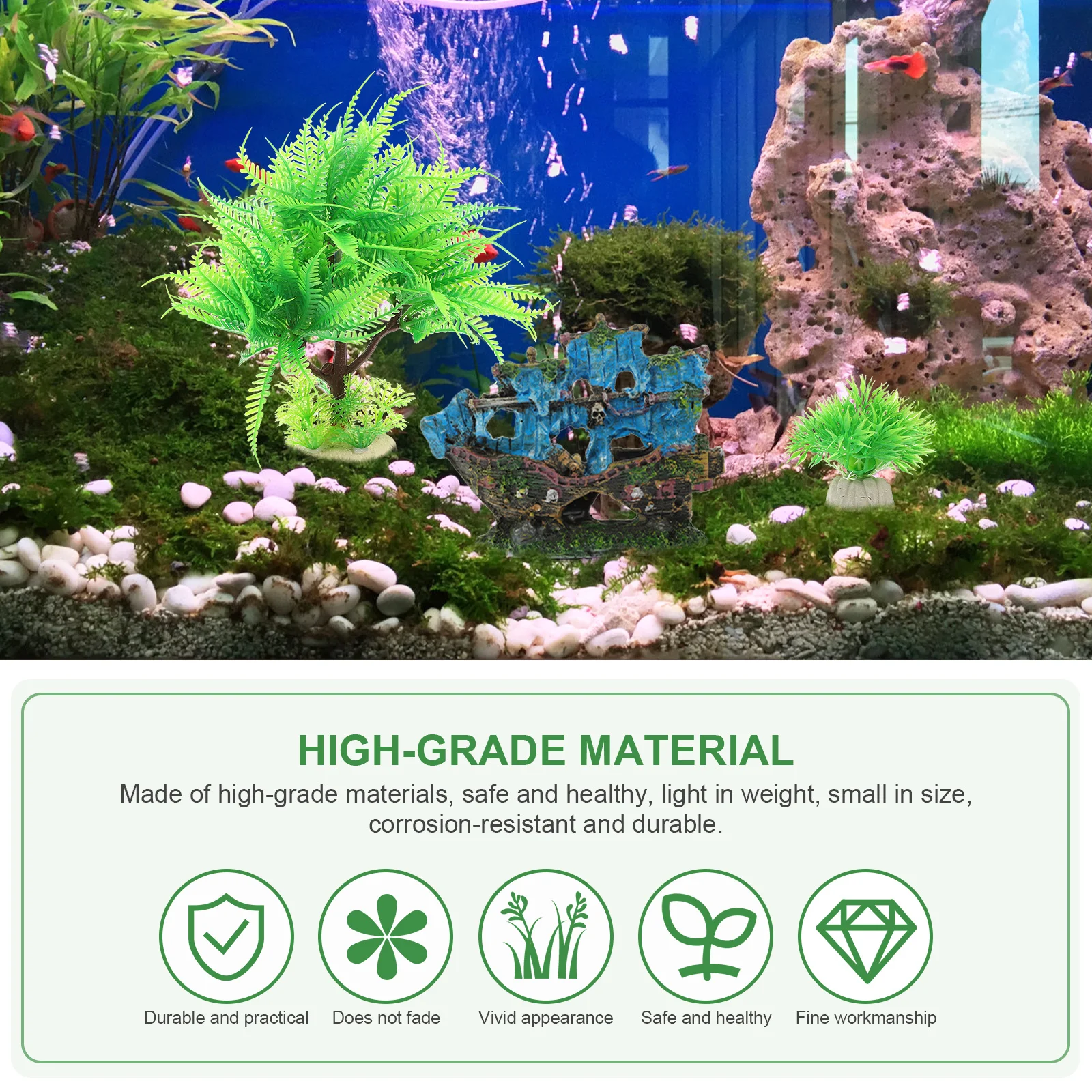 

1Set Decorative Aquarium Plant Fake Plant Fish Tank Accessory Compact Realistic Desktop Fish Tank Decoration Small Aquarium