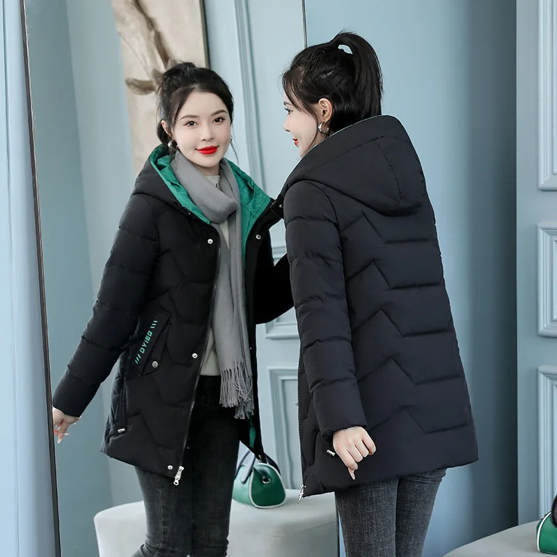 Parkas Jacket Women Warm Thick Long Sleeve Hooded Casual Zipper Jackets Pocket Solid Straight Coats Office Lady Autumn Winter