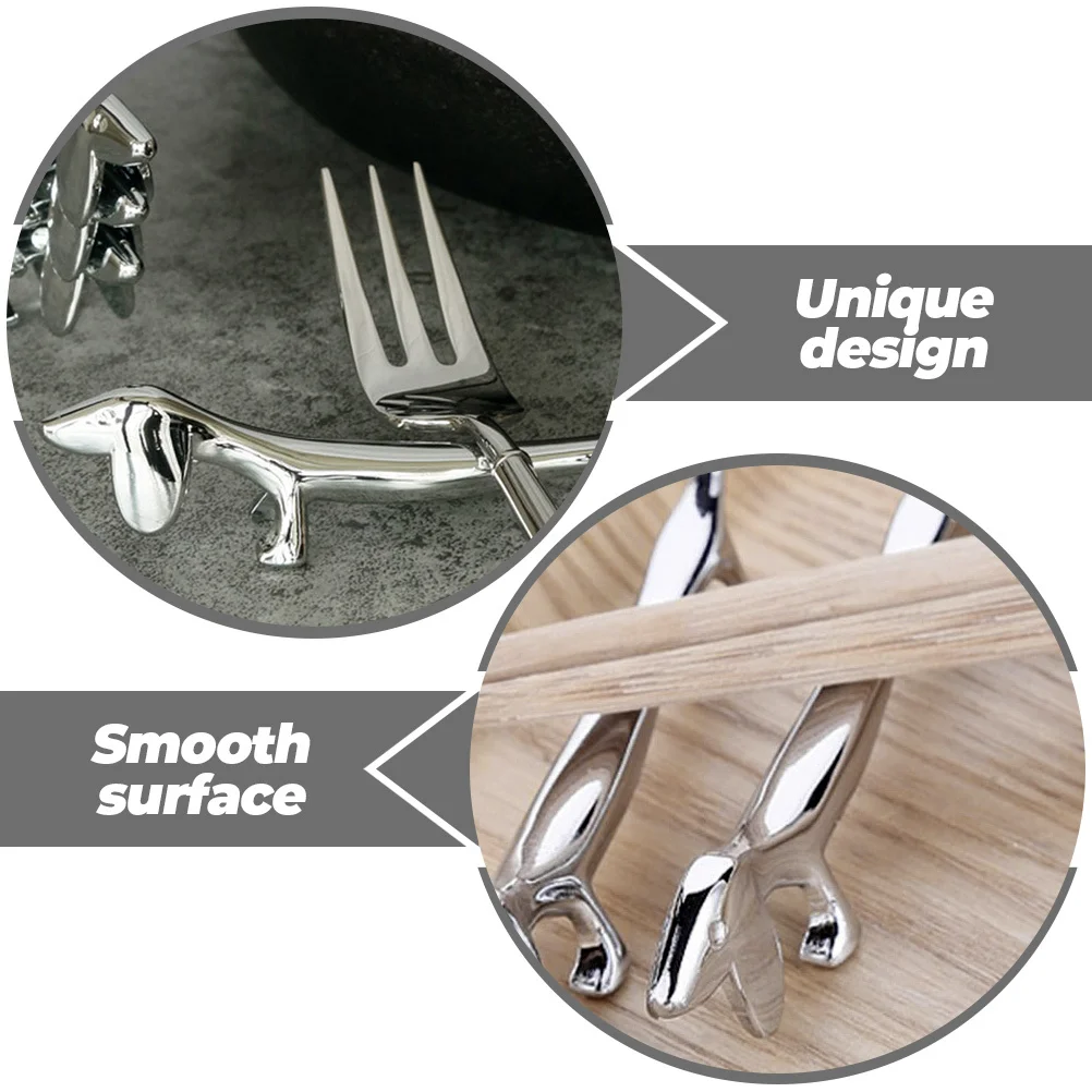 

3pcs Dog Shape Metal Chopstick Rest Holder For Fork Spoon Kitchen Tableware Organizer Zinc Alloy Cutlery Stand
