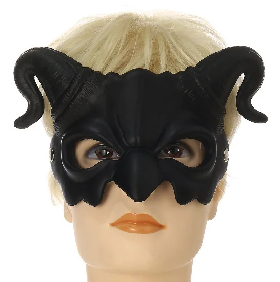 Meia face ram chifre máscara halloween cosplay máscara ressurreição carnaval espuma do plutônio demônio satanás máscara cosplay máscaras de máscaras