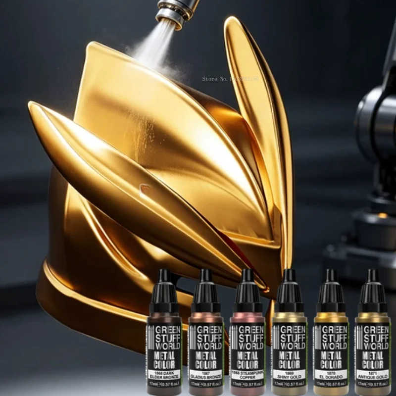 Metallic Color Model Paint 6 Colors/17ML Set Handmade DIY Make Assemble Mechanical Armor Model Apply Color Coating Acrylic Paint
