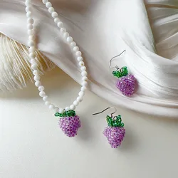Sweet summer shell beads wild berries clavicle chain hand-woven fruit earrings necklace
