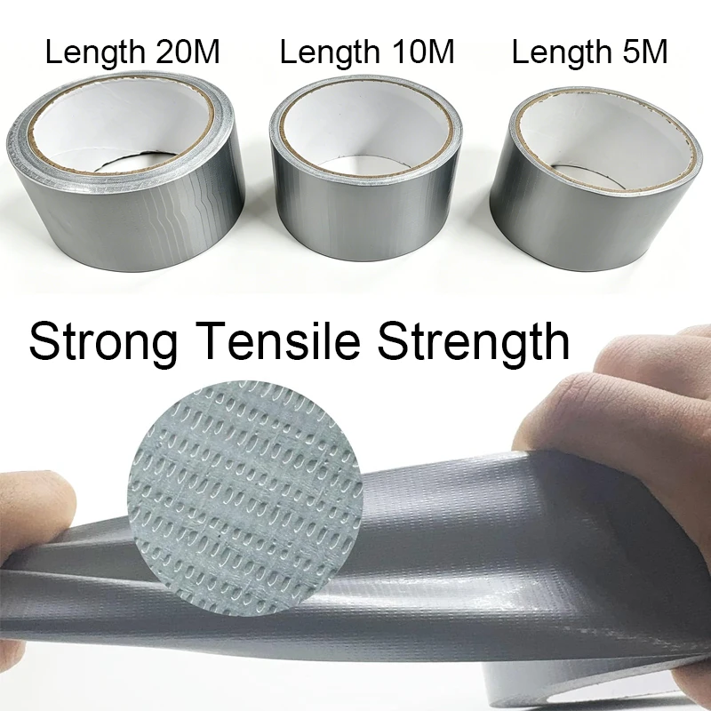 5/10/20M Duct Tape Heavy Duty Waterproof Strong Adhesive Silver No Residue Adhesive For Home Repair Use Carpet Binding Bundles