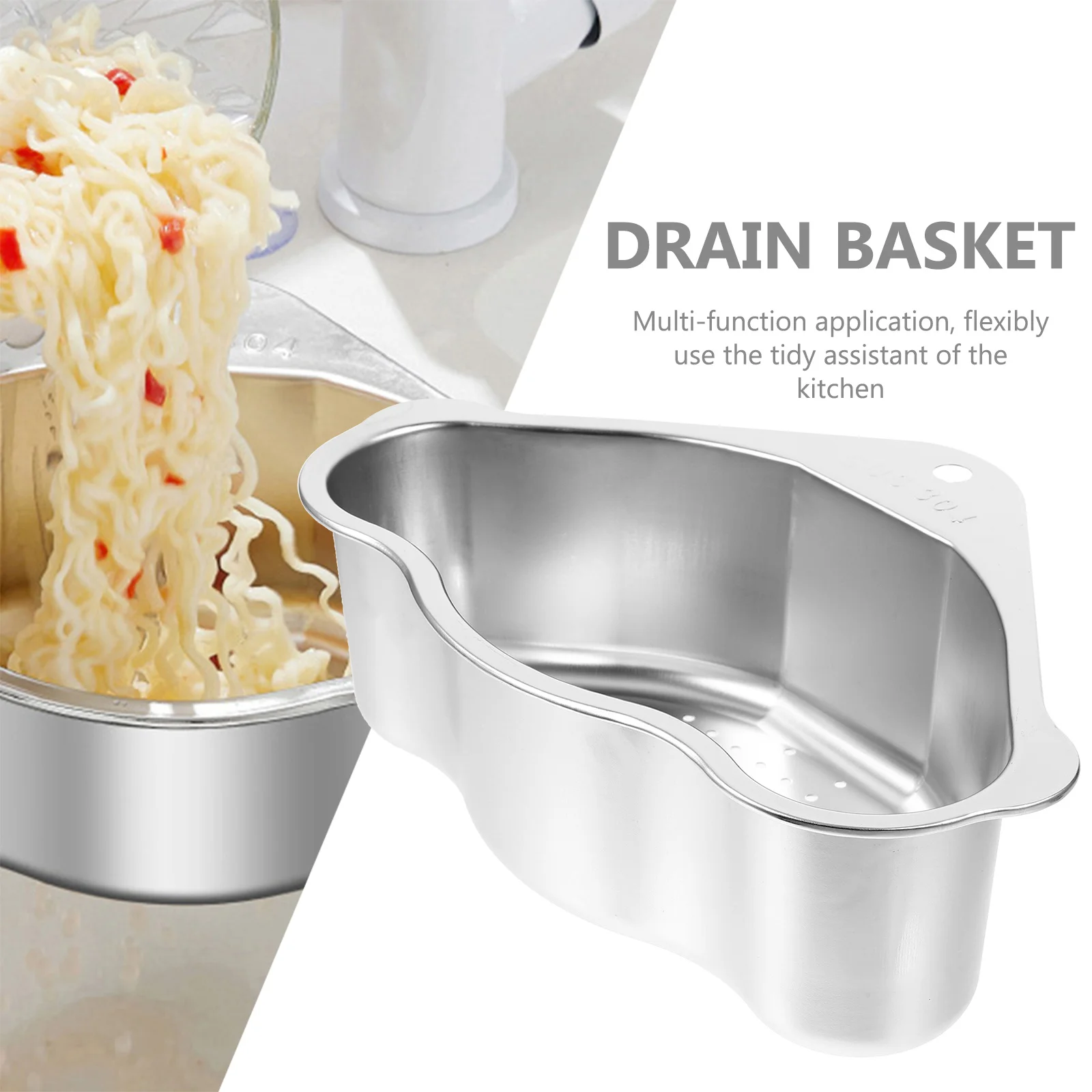 

2Pcs Kitchen Draining Basket Stainless Steel Triangular Drain Storage Rack Efficient Sink Storage Basket for Fruits Vegetables