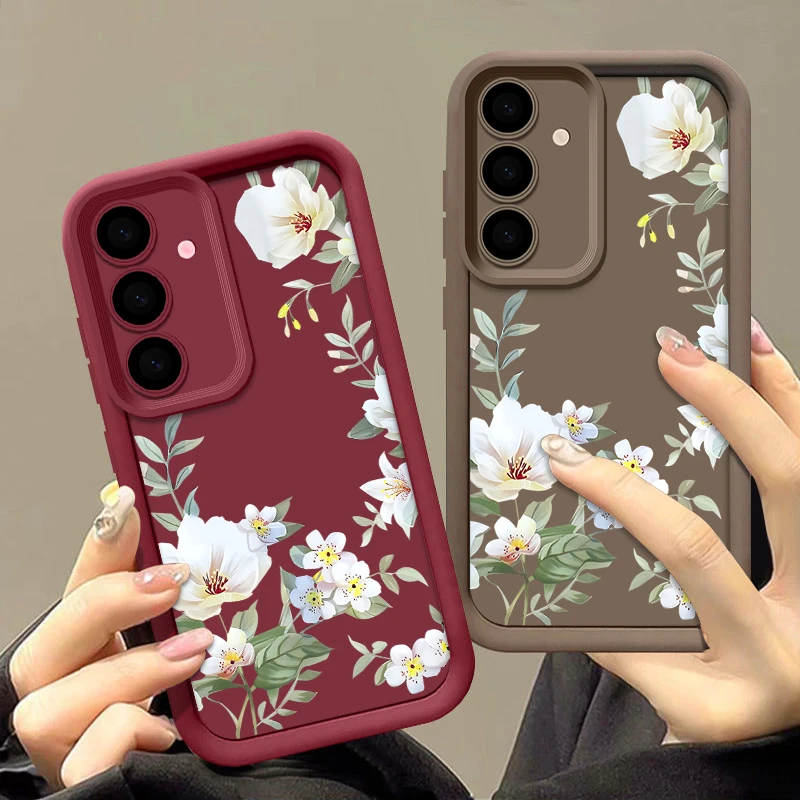 Flowers Case For Samsung Galaxy S25 S23 S24 S22 Ultra S21 Plus S20 FE A56 A55 A54 A53 A52 A35 A36 A34 A14 A15 A16 5G Soft Cover