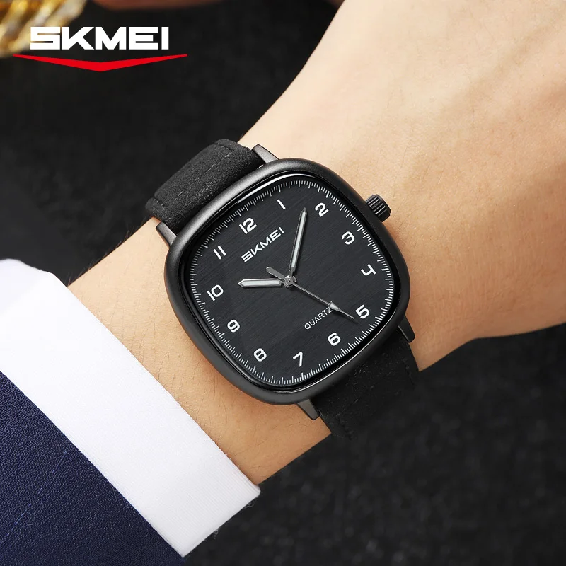 SKMEI 2586 conception Simple rétro mode montre à Quartz bracelet en cuir de luxe étanche montre pour hommes Date montre d'affaires reloj hombre