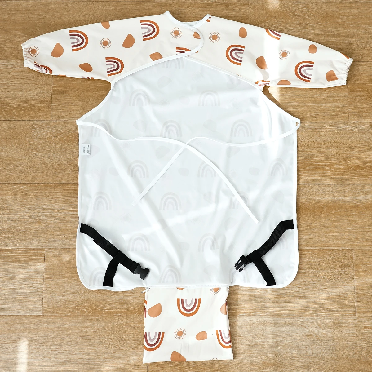 HappyFlute New Prints 90*92CM 1Piece Table Use Full Coverage Pocket Waterproof Long Sleeve Coverall High Chair Baby Feeding Bib