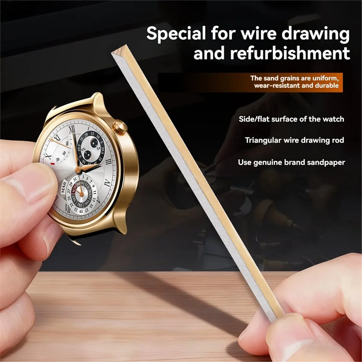High Quality 5pcs Watch Repair Tools Watch Wire Drawing Rod Case Side Plane Wire Drawing Shell Renovation Hand Tools