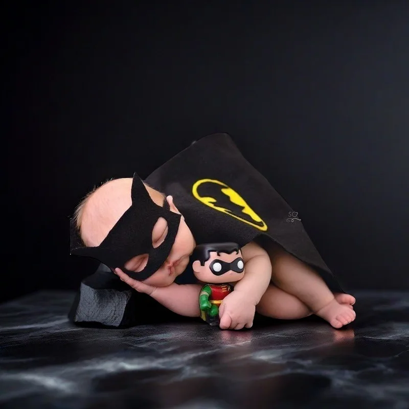 Newborn Baby Batman Cape and Wrap Set Superhero Inspired Photography Outfit for Halloween Baby Photoshoot Cute Baby Props