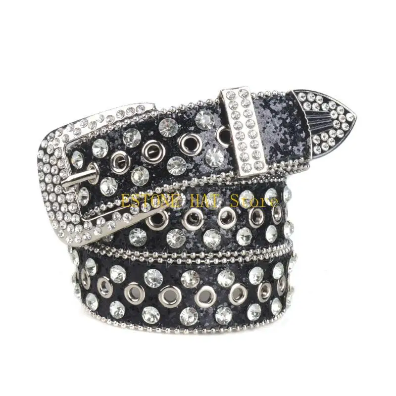 49MF Adult Bling Belt with Light Luxurious Ladies Locomotive Waistband