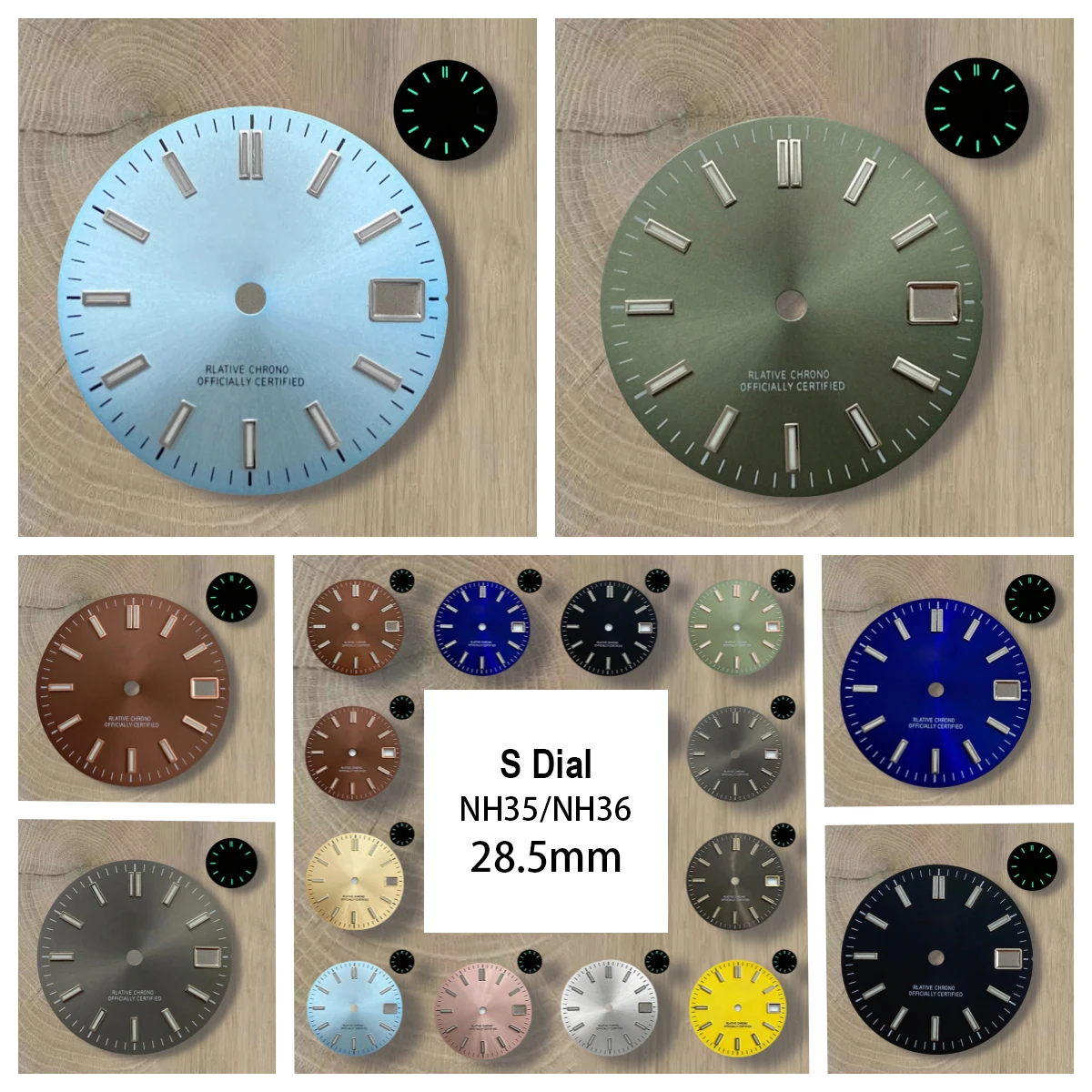 

28.5mm High Quality S Logo NH35 Dial sunray Dial Day just Mod fit NH35/NH36 Movement Fit 3/3.8 o'clock Crown NH35 Accessories