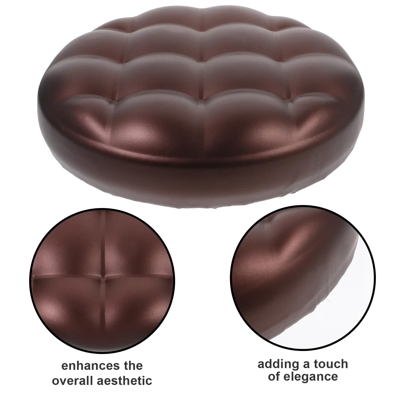 Round PU Bar Stool Seat Replacement Cushion Padded Foam Wood Base Comfortable Ergonomic Design for Home Office Repair Stylish