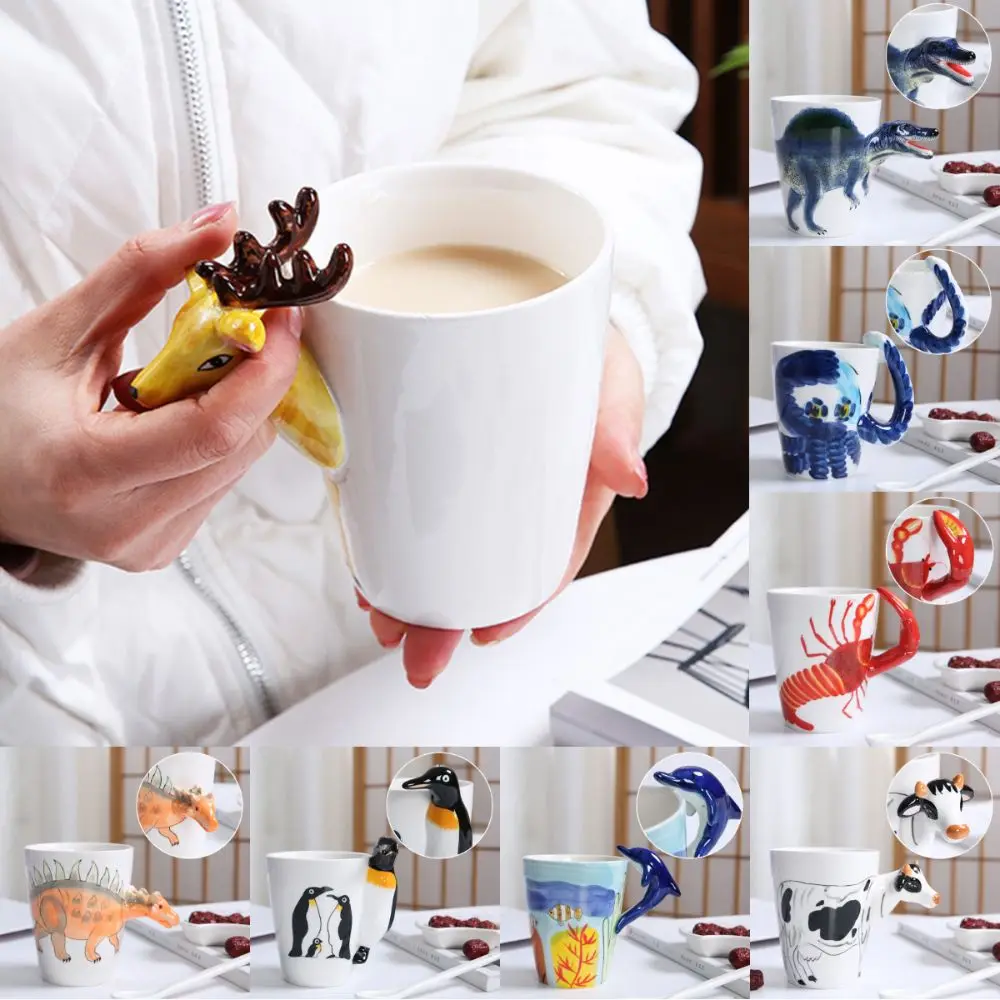 

Емкость 400 мл, 3D кофейная кружка с животными, термостойкая, удобная ручка, ручная роспись, кружка с животными, защита от ожогов, 3D ручка в форме животного