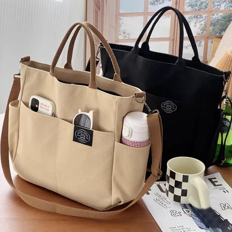 

Hylhexyr женские ретро сумки большого размера хлопчатобумажная Холщовая Сумка на плечо модная сумка через плечо на молнии Повседневная Сумка-тоут с несколькими карманами