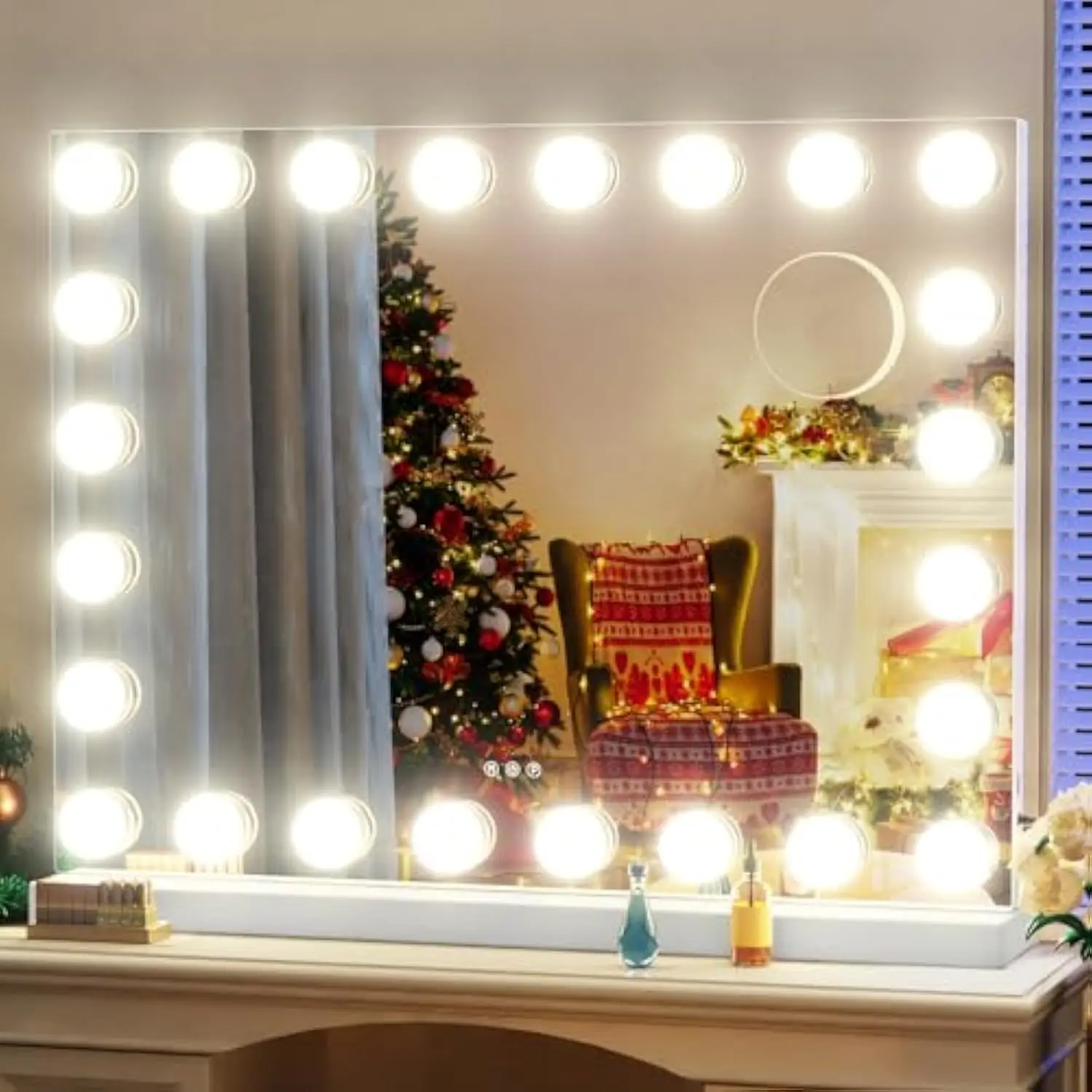 

24 Extra Bulbs Vanity Mirror with Lights, 32WX24L Tabletop Hollyhood Makeup Mirror USB+Type-C Charging, Hollywood Lighted Mirro