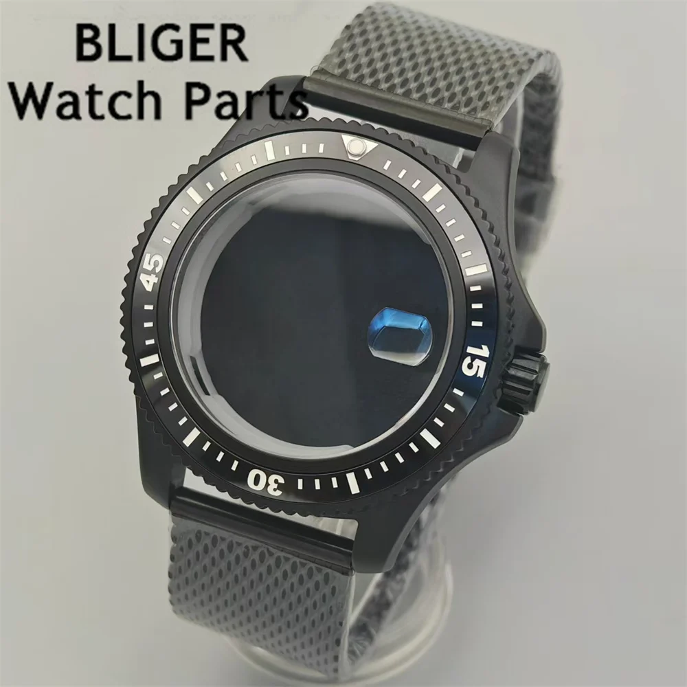 BLIGER 44 مللي متر ساعة فضية سوداء حافظة أزرق AR طلاء زجاج شبكة حزام صالح NH34 NH35 ETA2824 PT5000 Mingzhu DG ميوتا حركة